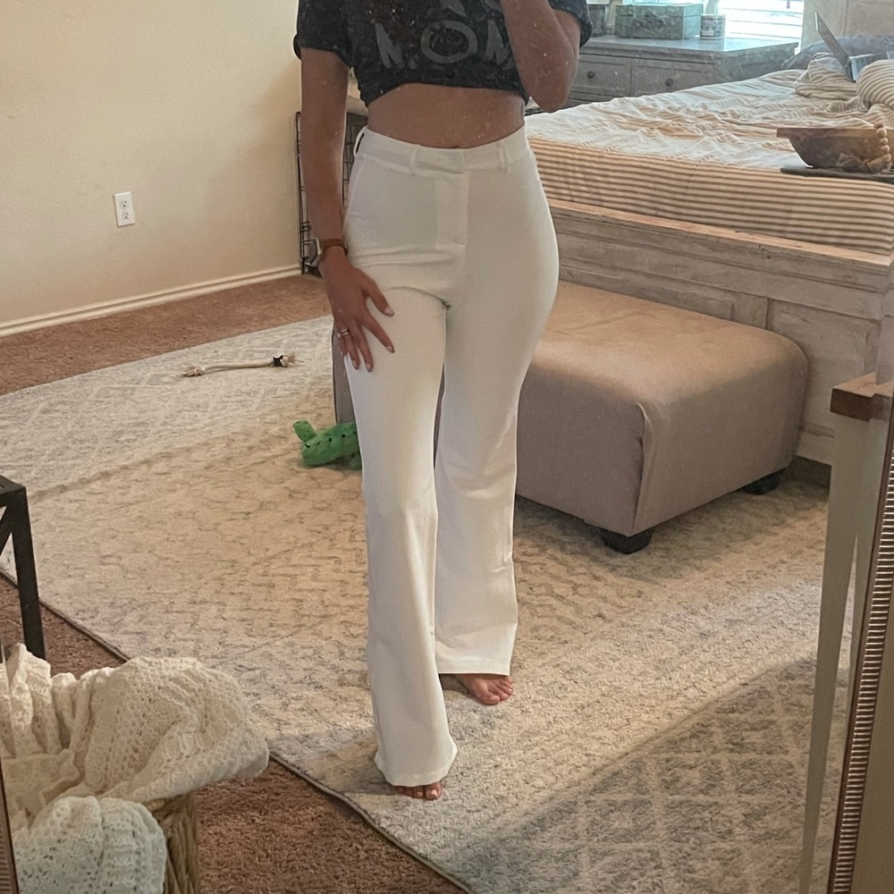 PLT White Wide Leg Pants